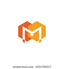 letter m honey comb simple colorful logo vector 