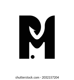 letter M hook and fish logo vector template