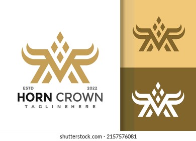 Letter M Horn Crown Modern Logo Design Vector Template