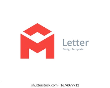 Letter M house icon design template elements