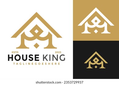 Letter M House king logo design vector symbol icon illustration