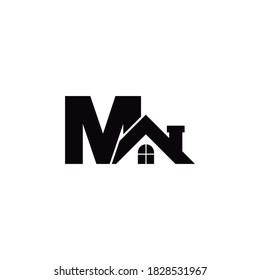 Letter M House Logo Black Template Stock Vector (Royalty Free ...