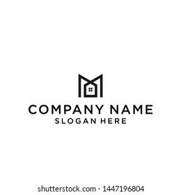 letter m house logo design vector illustration template