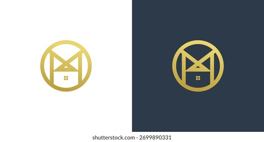 Letra M Diseño de Vector de Logo de Casa