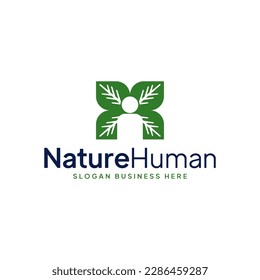Letter m human leaf logo vector.