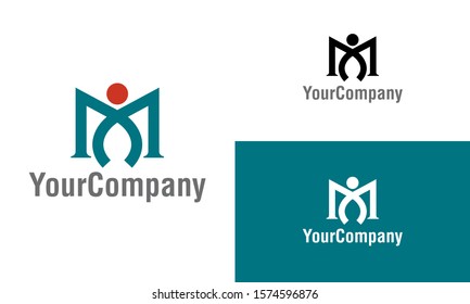 Letter M and human logo icon design template elements. Simple minimalist template graphic illustration. Creative vector emblem, for icon or design concept.