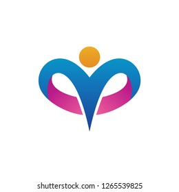 Letter M With Human Shape, Humanity and Foundation Logo Design