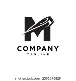 Letter M Ice Hockey Logo Icon Vector