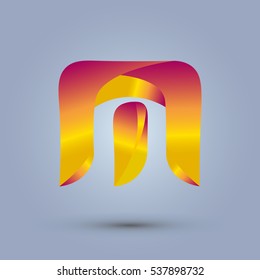 Letter M icon design and elegant typographic concept. gradient red and yellow