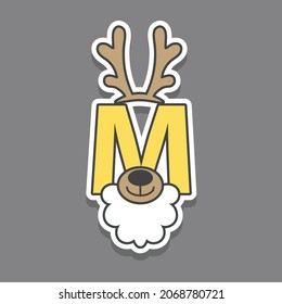 Letter M icon logo with deer illustration design vector