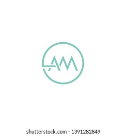 letter A M icon logo design concept