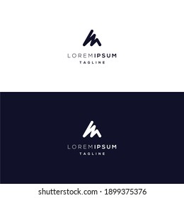 letra m icono logotipo y logotipo de montaña línea de negrita abstracta