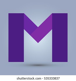 Letter M icon and logo template. Flat design and elegant typographic. Purple