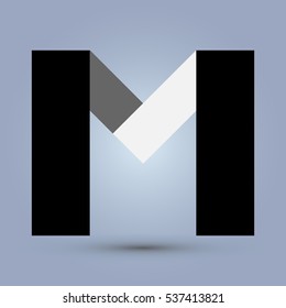 Letter M icon and logo template. Flat design and elegant typographic concept. black and white