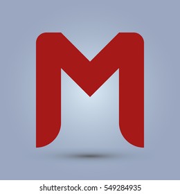 Letter M icon and logo template.  New Flat design and elegant typographic concept. red