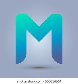 Letter M icon and logo template.  New design and elegant typographic concept. blue