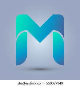 Letter M icon and logo template. New design and elegant typographic concept. blue