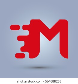 Letter M icon and logo template.  New Flat design and elegant typographic concept. spread the font. red
