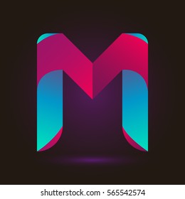 Letter M icon and logo template.  New design and elegant typographic concept. twisted, gradient red and blue