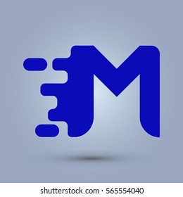 Letter M icon and logo template.  New Flat design and elegant typographic concept. spread the font. Blue