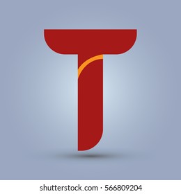 Letter M icon and logo template.  New Flat design and elegant typographic concept. One line yellow. red