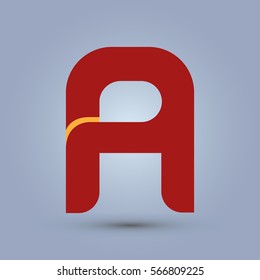 Letter M icon and logo template.  New Flat design and elegant typographic concept. One line yellow. red