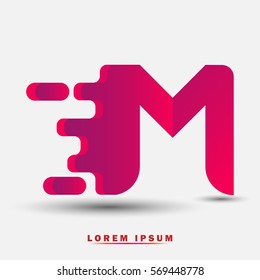 Letter M icon and logo template. Elegant typographic design. Spread the font. red and purple