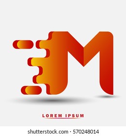 Letter M icon and logo template. Elegant typographic design. Spread the font. brown and yellow