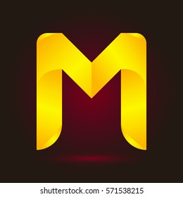 Letter M icon and logo template.  New design and elegant typographic concept. twisted, yellow