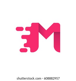 Letter M icon and logo template. elegant typographic concept. pink