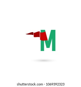 Letter M icon with a simple flag. Can be adapt to Corporate identity, logo, icon, symbol and brand identity.