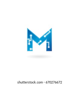Letter M icon. Technology Smart logo, computer and data related business, hi-tech and innovative, electronic.