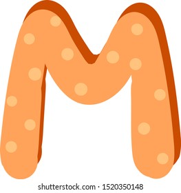 Letter M, illustration, vector on white background.