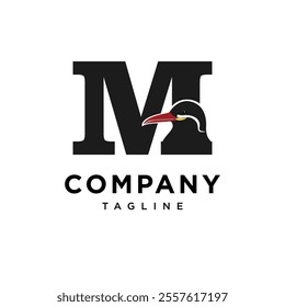 Letter M Inca Tern Bird Logo Icon Vector