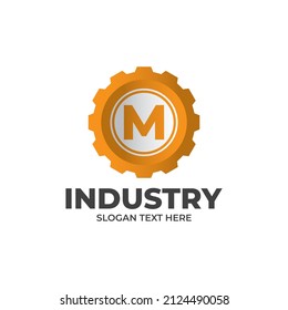 Letter M industrial logo. Modern Mechanic Logo designs Vector, Gear Technology logo template