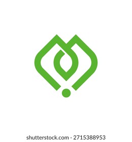 letter m infinity leaf natural logo vector