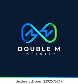 Letter M Infinity Logo design and Blue Green Gradient Colorful symbol for Business Company Branding and Corporate Identity