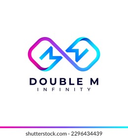 Letter M Infinity Logo design and Gradient Colorful symbol for Business Company Branding and Corporate Identity