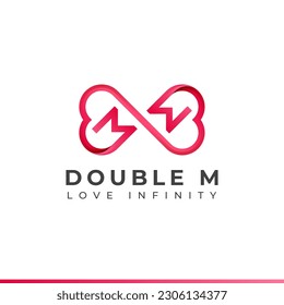 Letter M Infinity Logo design and Endless love symbol for Valentine's day Wedding Dating and Charity concept