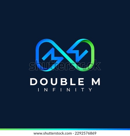 Letter M Infinity Logo design and Blue Green Gradient Colorful symbol for Business Company Branding and Corporate Identity