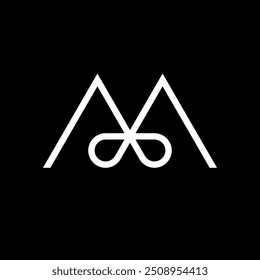 Letra m infinity design de logotipo de linha mínima