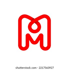 Letter M infinity sign. Cyclic red letter M. Modern natural endless loop. Futuristic logo corporate design.