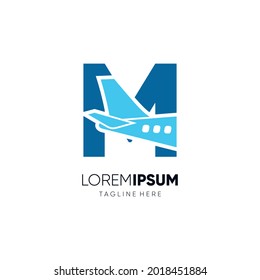 Letter M Initial Airplane Tail Logo Design Vector Graphic Icon Emblem Illustration