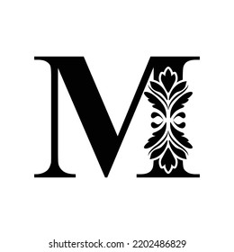 Letter M Initial Black Flower Letters Stock Vector (Royalty Free ...