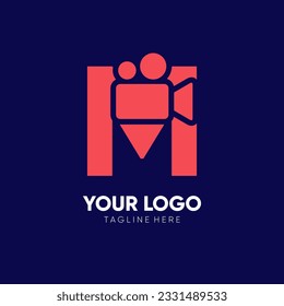 Letter M Initial Camera Video Logo Design Vector Icon Graphic Emblem Illustration