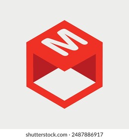 Letter M Initial Cube Logo Design Concept. Vector Illustration.