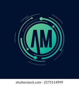 Letter A M Initial Cyber Multimedia Logo