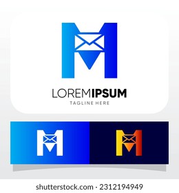Letter M Initial Email Message Logo Design Vector Icon Graphic Emblem Illustration 
