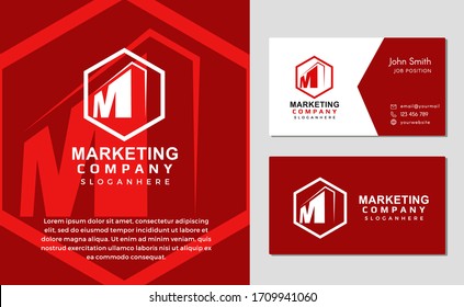 Letter M initial in hexagon logo design. Vector sign polygonal. Business card template.