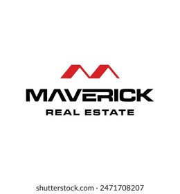 letter M initial with home real estate roof logo icon vector template